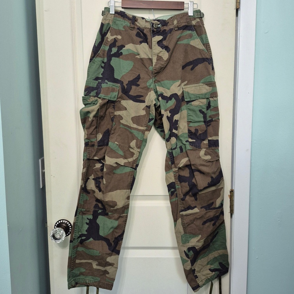 Vintage Authentic US Military Woodland Camo Cargo Pants Propper Small Regular